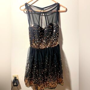 Homecoming dress - black with gold sequins